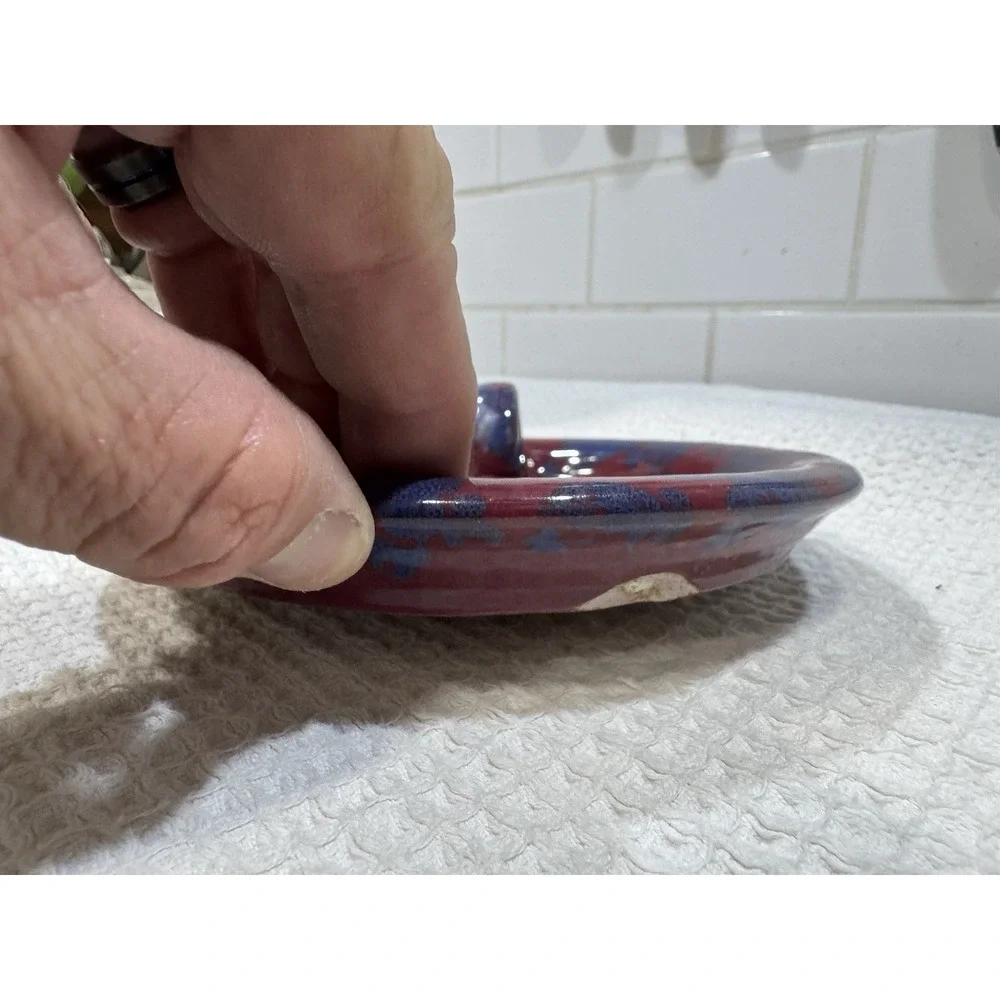 Mauve Blue Vintage Bybee Pottery Candle Holder